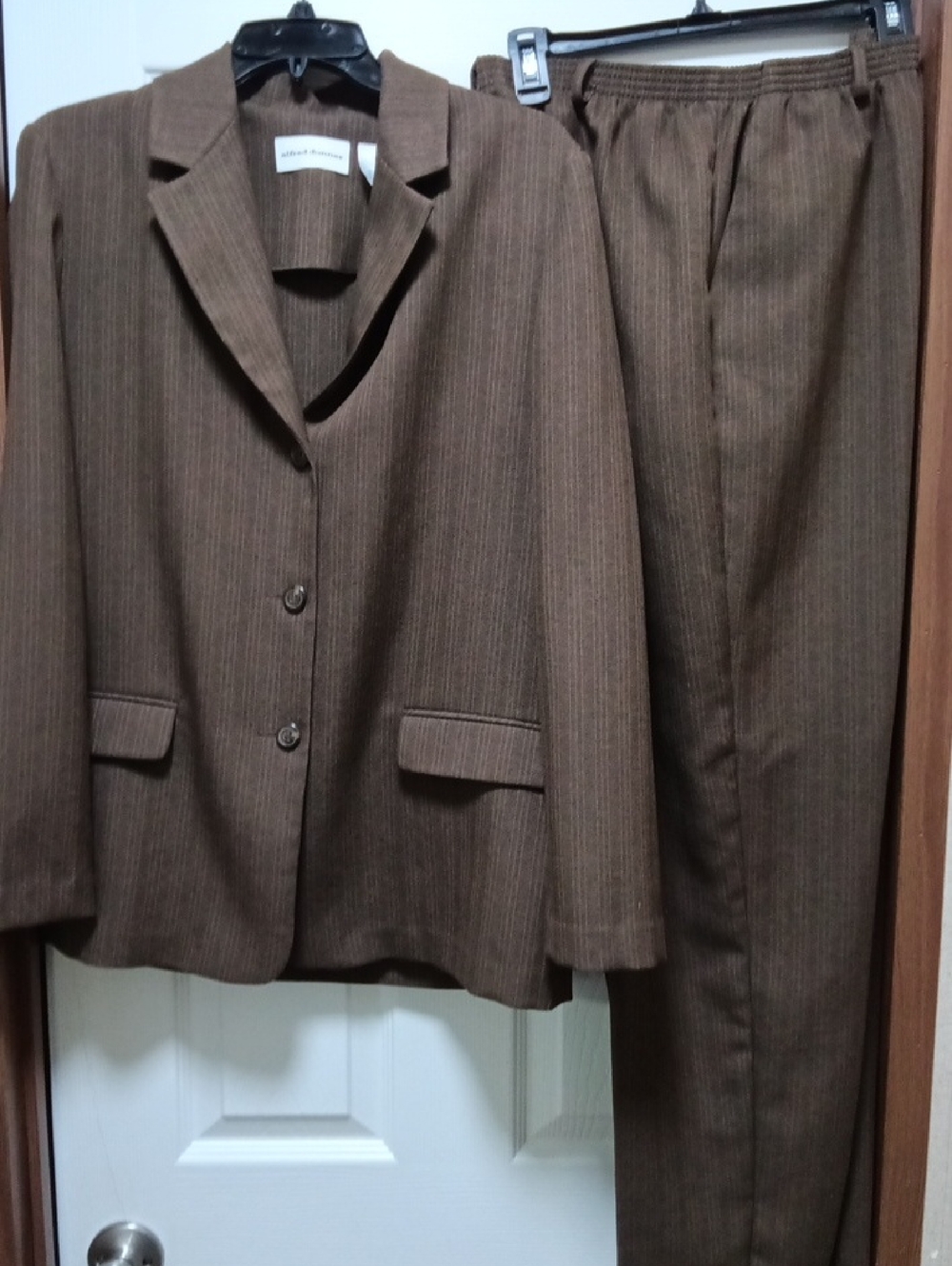Vintage Alfred Dunner Brown Pinstripe Women's Blazer and Pants Set